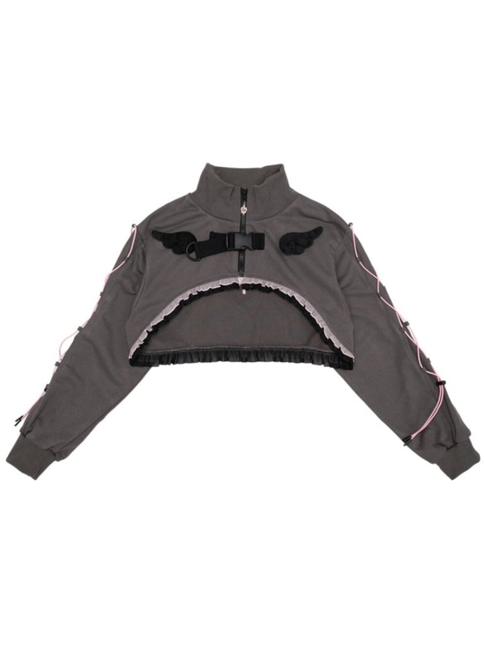 NEW ACDC RAG Capsule Bunny Heart Hack Grey/Pink Crop Jacket